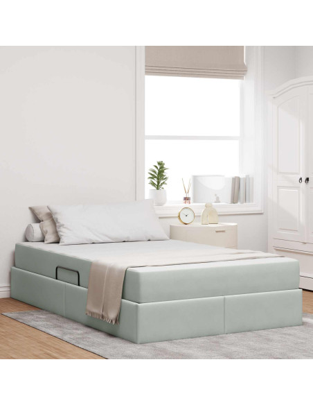 Letto con contenitore e materasso Grigio chiaro 120 x 190 cm