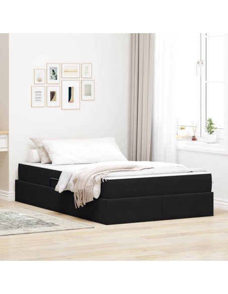 Letto con contenitore e materasso Nero 120 x 190 cm Velluto