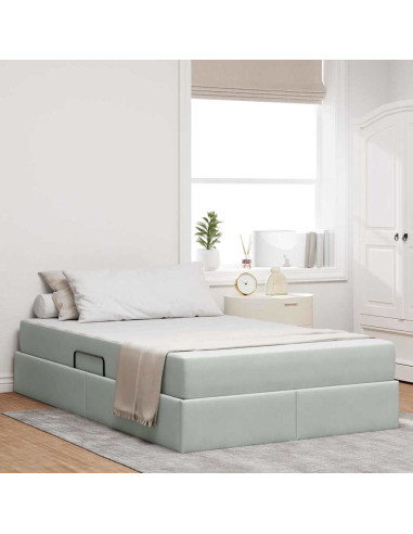 Letto con contenitore e materasso Grigio chiaro 120 x 200 cm