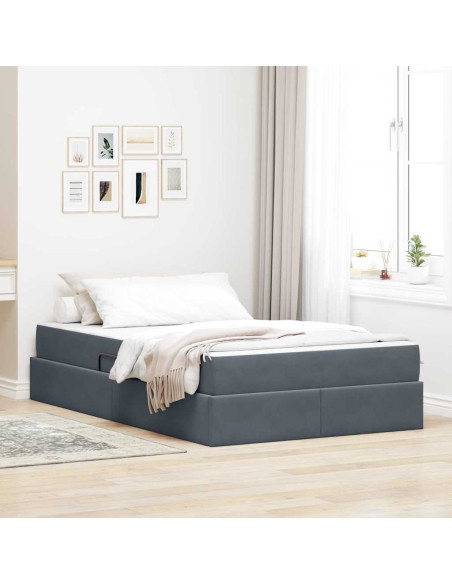 Letto con contenitore e materasso Grigio scuro 120 x 200 cm