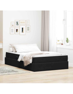 Letto con contenitore e materasso Nero 120 x 200 cm Velluto