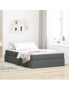 Letto con contenitore e materasso Grigio scuro 120 x 190 cm