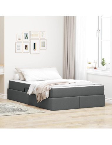 Letto con contenitore e materasso Grigio scuro 120 x 190 cm