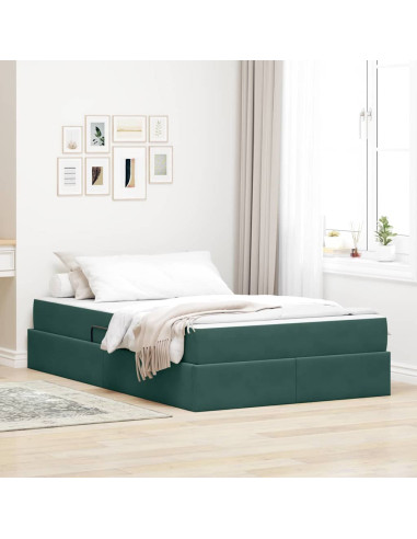 Letto con contenitore e materasso Verde Scuro 120 x 200 cm
