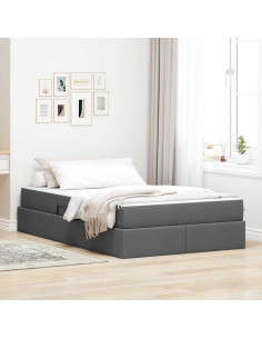 Letto con contenitore e materasso Grigio scuro 120 x 200 cm