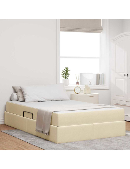 Letto con contenitore e materasso Crema 120 x 200 cm Poliestere