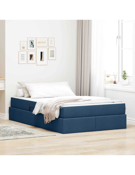Letto con contenitore e materasso Blu 120 x 200 cm Poliestere