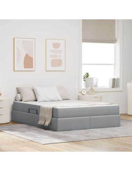 Letto con contenitore e materasso Grigio chiaro 140 x 190 cm