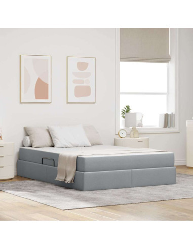 Letto con contenitore e materasso Grigio chiaro 140 x 200 cm
