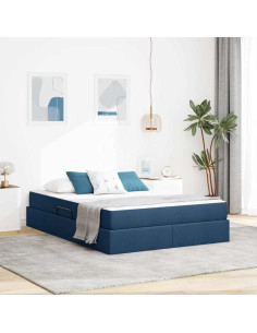 Letto con contenitore e materasso Blu 140 x 200 cm Poliestere