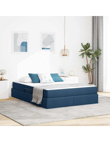 Letto con contenitore e materasso Blu 140 x 200 cm Poliestere