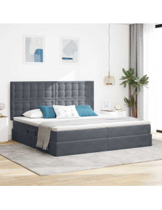 Letto con contenitore e materasso Grigio scuro 200 x 200 cm