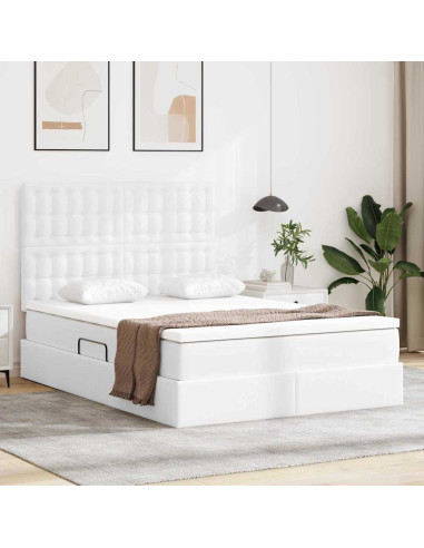 Letto con contenitore e LED con led Bianco Puro 140 x 190 cm