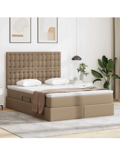 Letto con contenitore e LED con led Cappuccino 140 x 190 cm