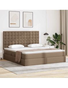 Letto con contenitore e LED con led Cappuccino 160 x 200 cm