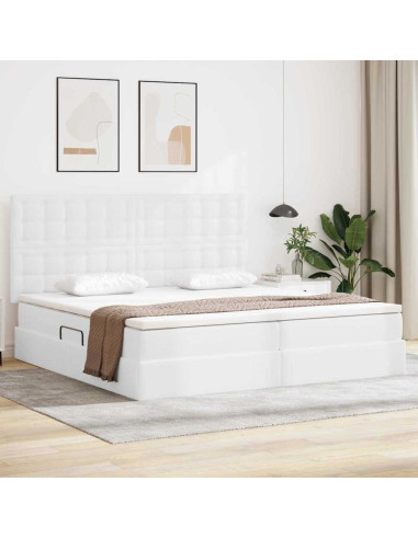 Letto con contenitore e LED con led Bianco Puro 200 x 200 cm