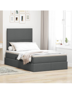 Letto con contenitore e LED con led Grigio scuro 120 x 190 cm