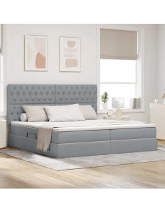 Letto con contenitore e LED con led Grigio chiaro 200 x 200 cm