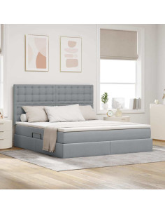 Letto con contenitore e LED con led Grigio chiaro 180 x 200 cm