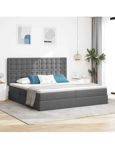 Letto con contenitore e LED con led Grigio scuro 200 x 200 cm