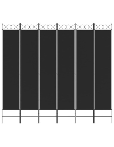 Divisorio a 6 Pannelli Nero 240 x 220 cm in Tessuto