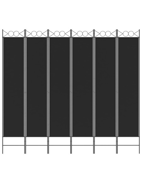 Divisorio a 6 Pannelli Nero 240 x 220 cm in Tessuto