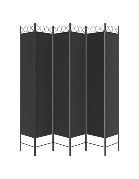 Divisorio a 6 Pannelli Nero 240 x 220 cm in Tessuto