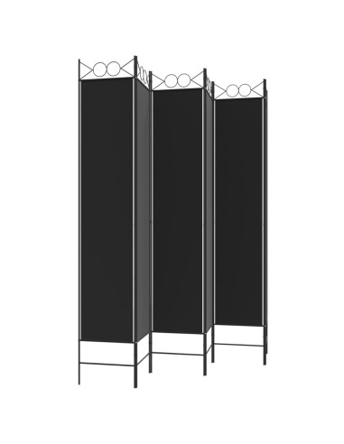 Divisorio a 6 Pannelli Nero 240 x 220 cm in Tessuto