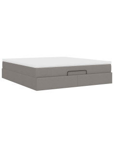 Struttura Letto Pouf con Materasso Tortora 160x200cm in Tessuto