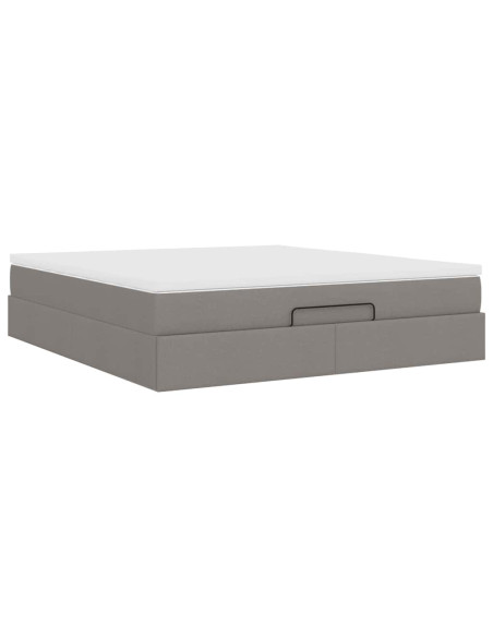 Struttura Letto Pouf con Materasso Tortora 160x200cm in Tessuto