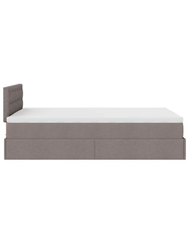 Struttura Letto Pouf con Materasso Tortora 120x190 cm Tessuto