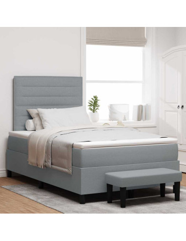 Letto a molle con materasso Grigio chiaro 120 x 190 cm Tessuto