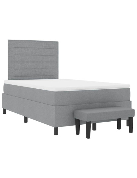 Letto a molle con materasso Grigio chiaro 120 x 190 cm Tessuto