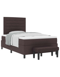 Letto a molle con materasso Marrone Scuro 120 x 190 cm Tessuto 2