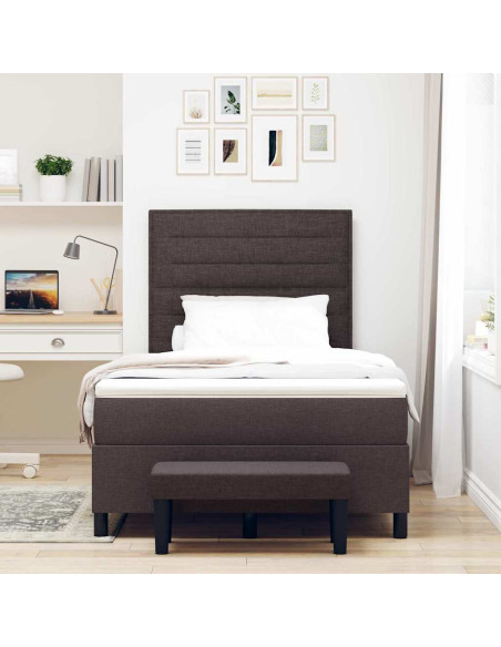 Letto a molle con materasso Marrone Scuro 120 x 190 cm Tessuto