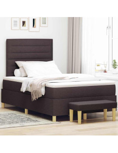 Letto a molle con materasso Marrone scuro 120 x 190 cm Tessuto