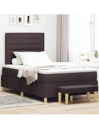 Letto a molle con materasso Marrone scuro 120 x 190 cm Tessuto
