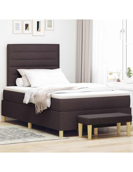 Letto a molle con materasso Marrone scuro 120 x 190 cm Tessuto