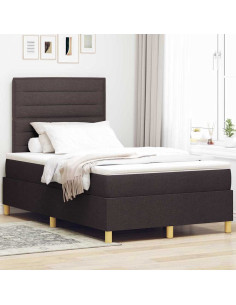 Letto a Sorgente LED Marrone Scuro 120 x 190 cm Tessuto