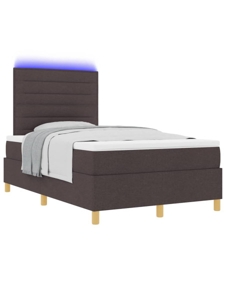 Letto a Sorgente LED Marrone Scuro 120 x 190 cm Tessuto