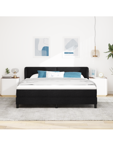 Letto a molle con materasso Nero 180 x 200 cm Tessuto