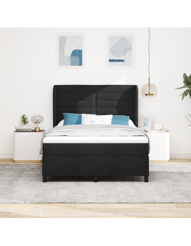 Letto a molle con materasso Nero 160 x 200 cm Tessuto