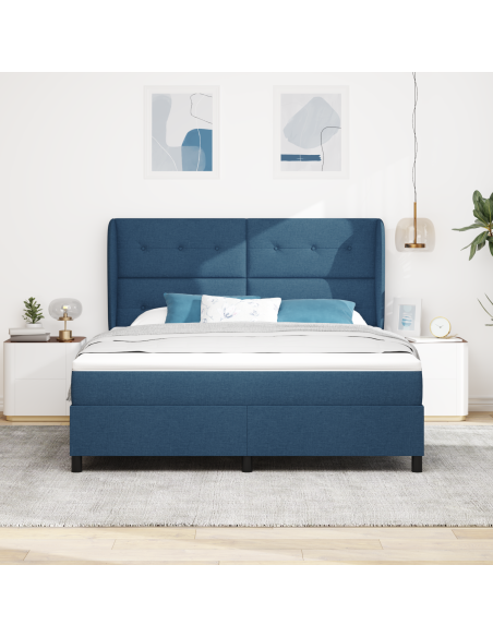 Letto a molle con materasso Blu 180 x 200 cm Tessuto