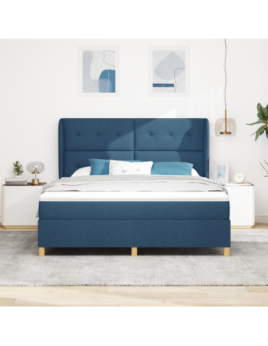 Letto con molle e materasso Grigio Scuro 90x190 cm Tessuto Blu