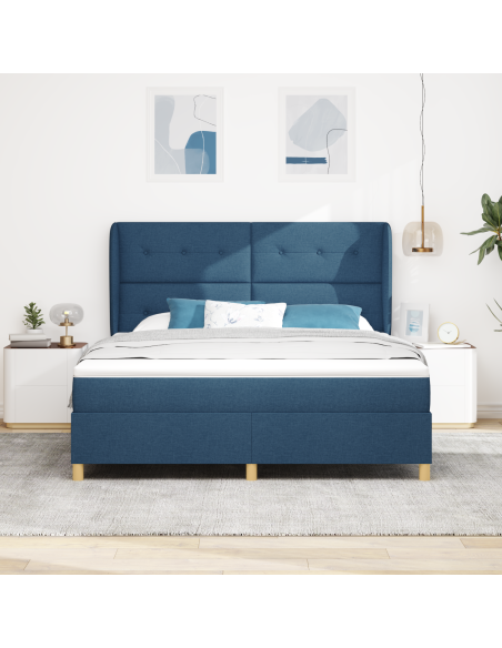 Letto con molle e materasso Grigio Scuro 90x190 cm Tessuto Blu