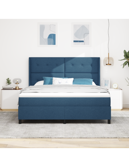 Letto a molle con materasso Blu 180 x 200 cm Tessuto