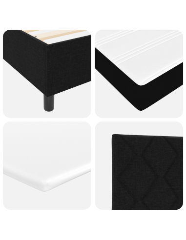 Letto a molle con materasso Nero 160 x 200 cm Tessuto