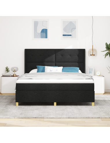 Letto a molle con materasso Nero 180 x 200 cm Tessuto