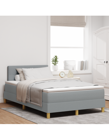 Letto a molle con materasso Grigio chiaro 120 x 190 cm Tessuto
