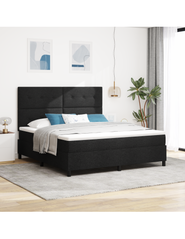 Letto a molle con materasso con led Nero 180 x 200 cm Tessuto